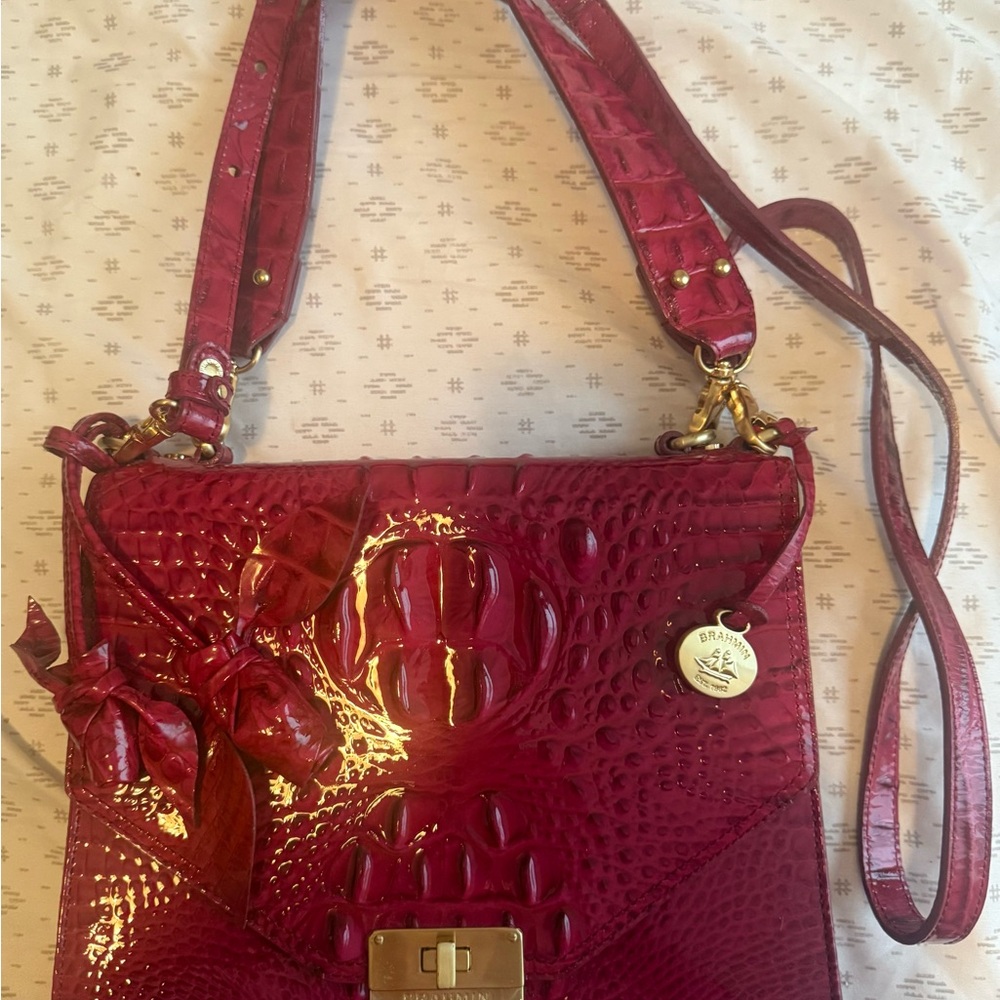 Brahmin Red Crossbody Bag with Gold Hardware